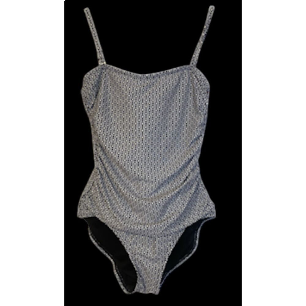 DKNY One Piece Swim Suit Adjustable Straps Sz. M Bra Blue/White - Picture 6 of 13